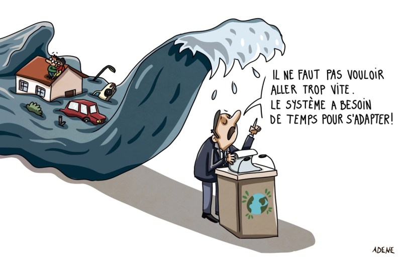 Dessin de presse changement climatique et inonodations