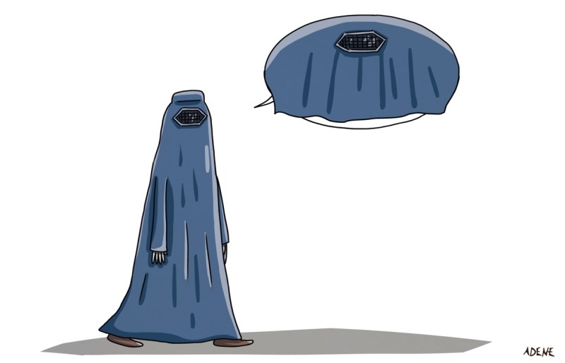 Dessin de presse femmes afghanes réduites au silence