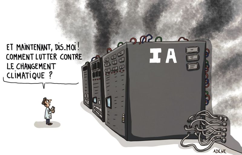 Dessin de presse IA et changement climatique
