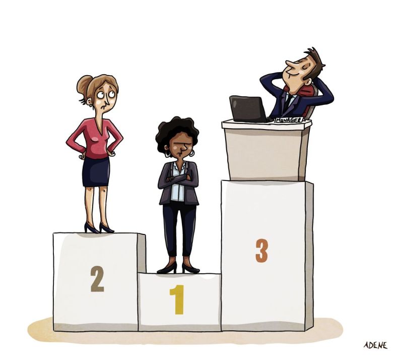 Dessin de presse podium des discriminations