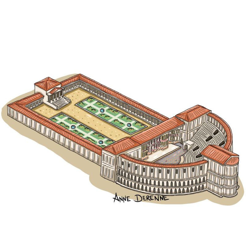 Illustration livre scolaire théâtre rome antique - illustration documentaire